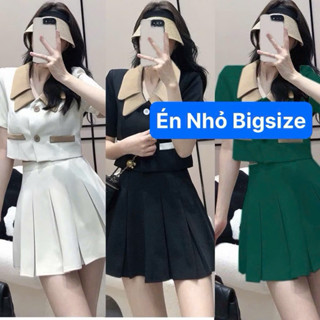 Thời Trang Én Nhỏ Có Bigsize - Set Áo Cổ Xếp và Chân Váy Xếp Ly có Lót trong Vải Linen Xinh Nhẹ Nhàng Dự Tiệc  50-95kg