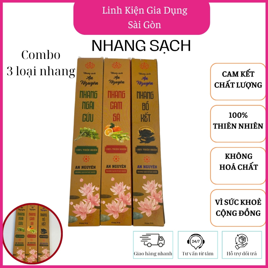 Nhang Sạch, 100% tự nhiên, an toàn cho sức khoẻ, hương bồ kết, nhang cam sả, ngãi cứu, thảo mộc