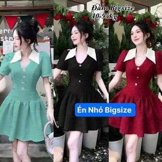 Thời Trang Én Nhỏ Có Bigsize - Đầm Váy Bigsize Nữ Vải Linen Cổ Bẻ Dáng Xòe Thiết Kế Đi Dự Tiệc Cổ Vuông Cao Cấp 40-95kg