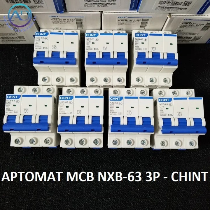 [ Chính hãng ] Aptomat CHINT NXB-63 3P 10A 16A 20A 25A 32A 40A 50A 63A, CB tép MCB NXB-125 3P 100A