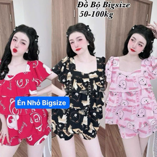 Đồ Bộ Pijama - đồ Ngủ Bigsize Én Nhỏ Nữ Mặc Nhà Đùi Tầng Lụa Nhật Cổ Vuông Dễ Thương Xinh Đẹp Cao Cấp Đủ size 50-100kg