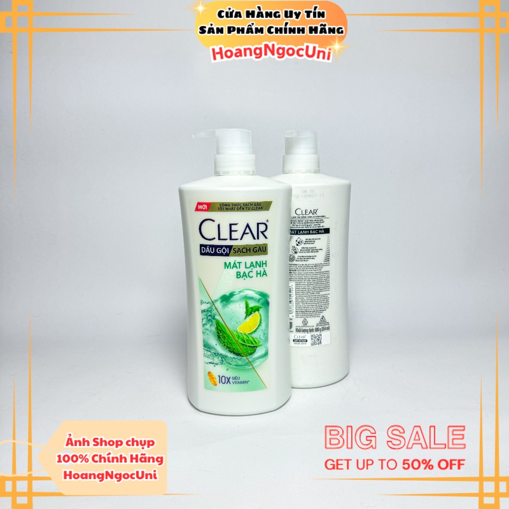  Dầu gội Clear bạc hà 880g mát lạnh siêu tiết kiệm chính hãng Unilever 