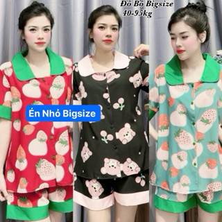Đồ Bộ Pijama - Đồ Ngủ Bigsize Mặc Nhà Đùi Lụa Nhật Cao Cấp Đủ size 40-95kg Nữ Áo Áo Ngủ Bộ  Đồ  Ngủ  Pyjama Bigsize