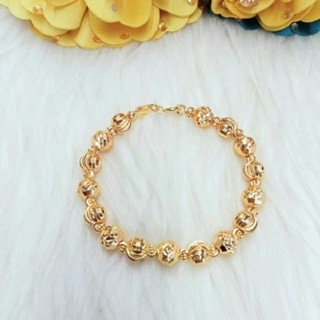 Lắc Tay Bi Trái Châu Đồng Đỏ Màu Vàng 750 Miền Tây