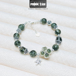 Vòng Tay Cỏ Bốn Lá Tóc Xanh Phước Tâm, Vòng Mix Ngũ Điếu Xỏ Cáp, Vòng Phong Thủy , Mang Lại May Mắn , Nhiều Tài Lộc