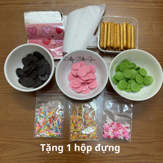   Tặng hộp túi  Set làm bánh Quy que Socola Pepero nhiều chủ đề 