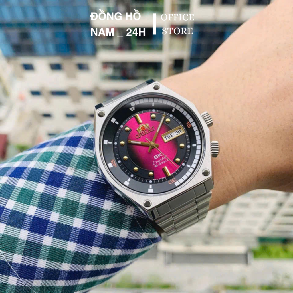 (Máy Cơ) Đồng Hồ Nam Orient SK Mặt Lửa Huyền Thoại Size 42mm Máy Nhật Dây Thép Đúc Đặc Chống Nước