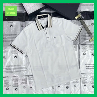 Áo Polo Nam Cổ Bẻ CD Cotton Gai Cá Sấu Túi Ngực Thêu Hình Ong Mini Phối Cổ Chun Sọc Be. Áo Cộc Tay Siêu Cấp Cho Boy Phố