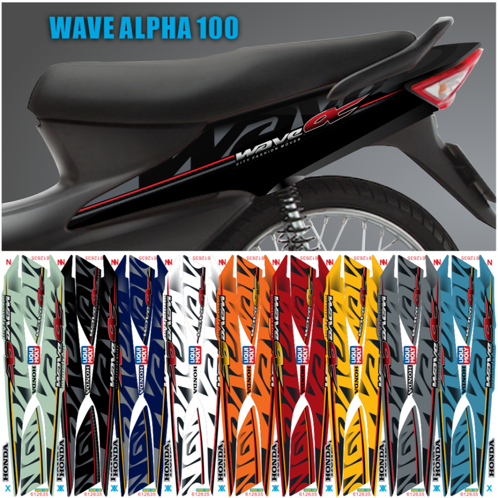 Tem rời Wave Alpha 100cc & 50cc, MS 612635 - Mẫu zin 2010 Nhiều lựa chọn màu sắc - Tem 3 lớp chống p