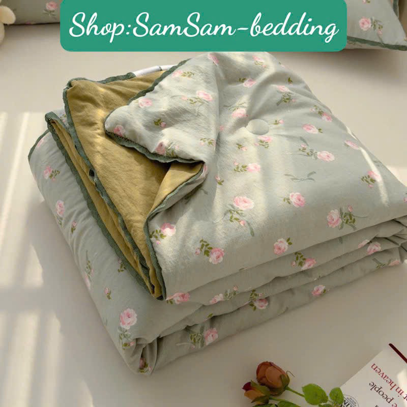 Chăn Hè Cotton Icy chần bông xơ tự nhiên Chất liệu Cotton Icy cao cấp – Mềm mại, thoáng khí, mang đế