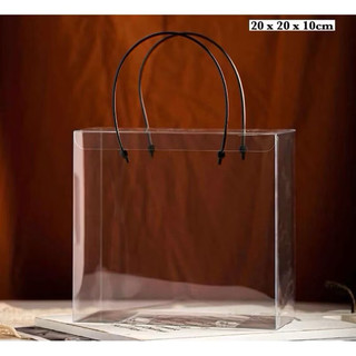  Combo 10c - Túi mica quai đen trắng size 20*10*20cm hàng Trung đựng hoa quà - túi mica quà tặng 14 2 8 3 20 10 20 11 