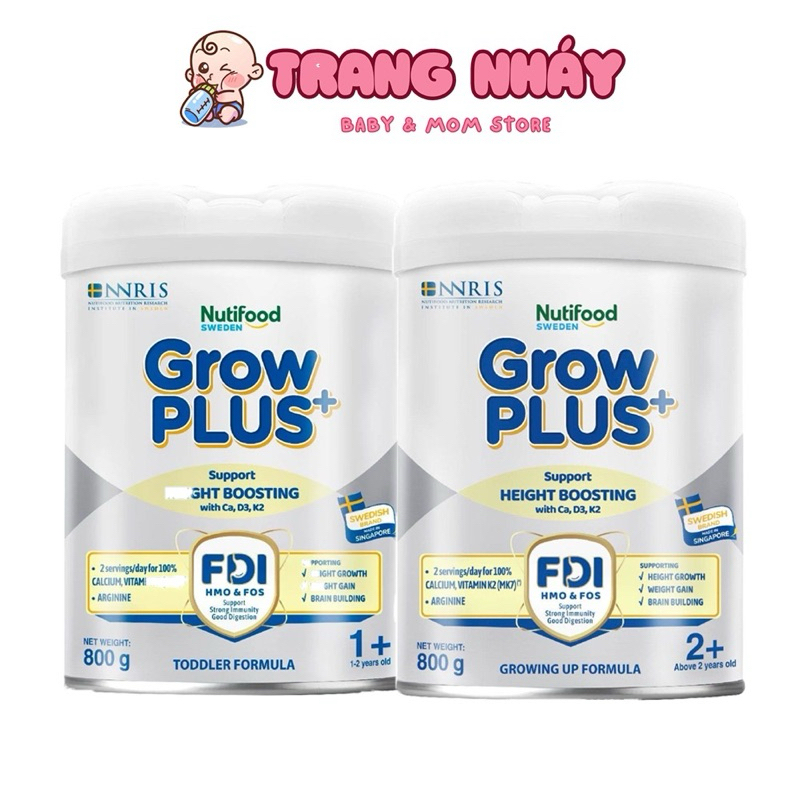 Combo 2 lon Sữa Bột Nutifood Sweden GrowPLUS+ Cao lớn vượt trội (Bạc)+ 800g