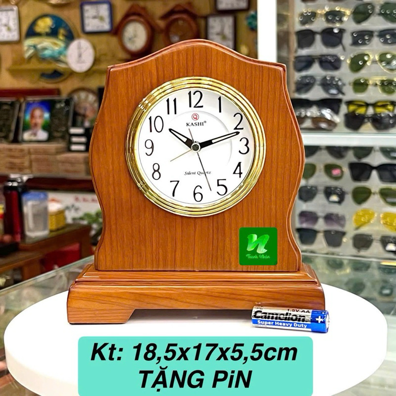 Đồng Hồ Để Bàn Máy Trôi Có Báo Thức HM23 HÀNG CHÍNH HÃNG KASHI. Bằng gỗ tự nhiên sang trọng