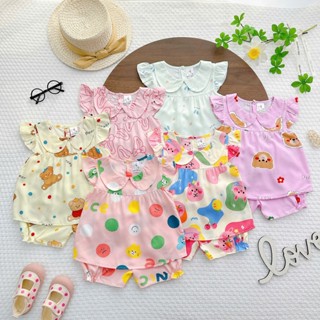 [7-13kg] Bộ Quần Áo Bé Gái, Đồ Bộ Mặc Nhà Bé Gái Vải Tôn (Tole-Lanh) mẫu cánh tiên cổ sen Mềm-Mịn-Mát MeGauu BTG63