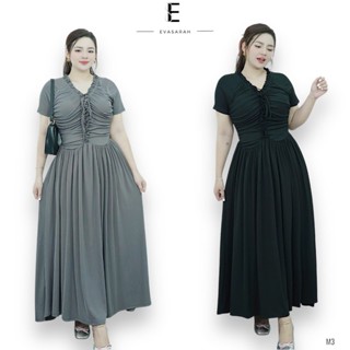 [Mã M3] - Đầm Maxi Bigsize Cổ V Cột Dây, Thiết Kế Nhún Eo, Dành Cho Người Từ 60-130kg, Thoải Mái Tôn Dáng