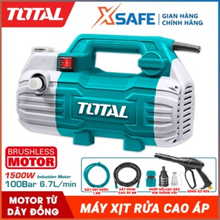  Máy xịt rửa xe TOTAL TGT11236 1500W dây đồng motor từ không chổi than Máy rửa xe cao áp 100Bar kèm dây xịt 8m phụ kiện 