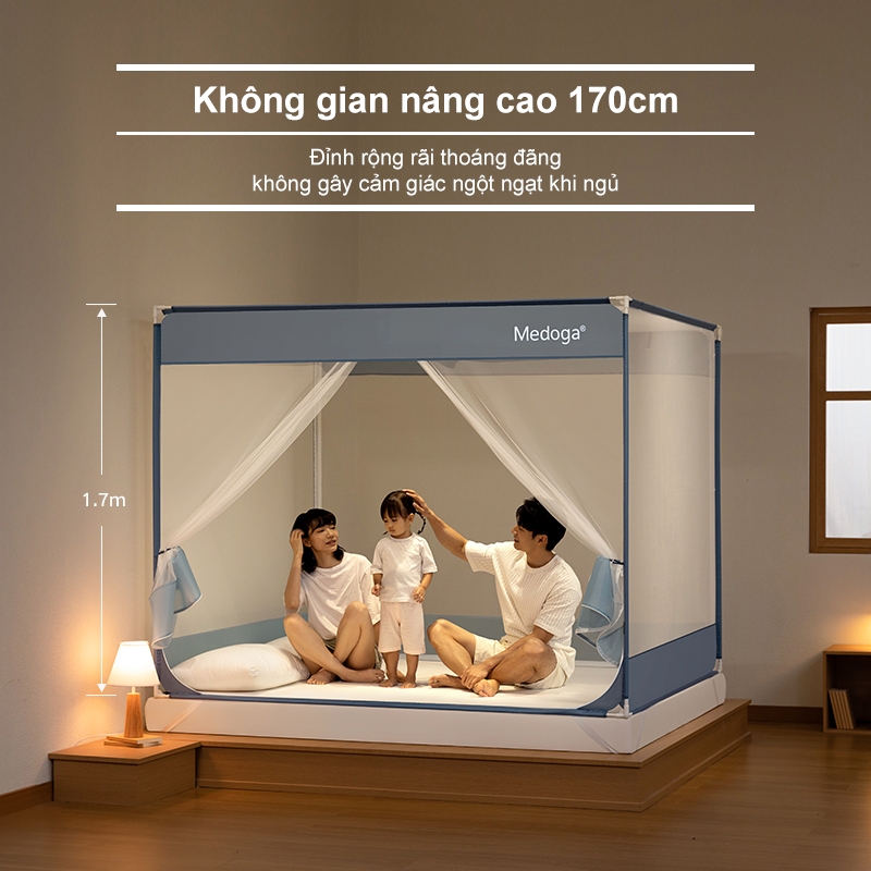 [Tiêu Chuẩn] Màn Chống Ngã Medoga - Đai Thun 3cm | Cửa chữ T và Cửa chữ U | Đáy Phủ Kín Lưới | Khung Vuông | Chống Muỗi | BigBuy360 - bigbuy360.vn