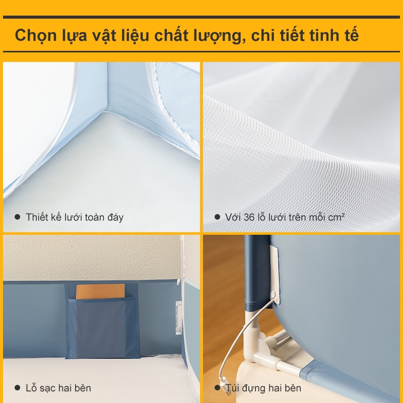 [Tiêu Chuẩn] Màn Chống Ngã Medoga - Đai Thun 3cm | Cửa chữ T và Cửa chữ U | Đáy Phủ Kín Lưới | Khung Vuông | Chống Muỗi | BigBuy360 - bigbuy360.vn
