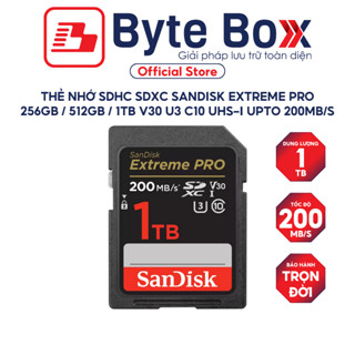 Thẻ nhớ SDHC SDXC SanDisk Extreme Pro 256GB / 512GB / 1TB V30 U3 C10 UHS-I upto200 MB/s Bảo hành trọn đời