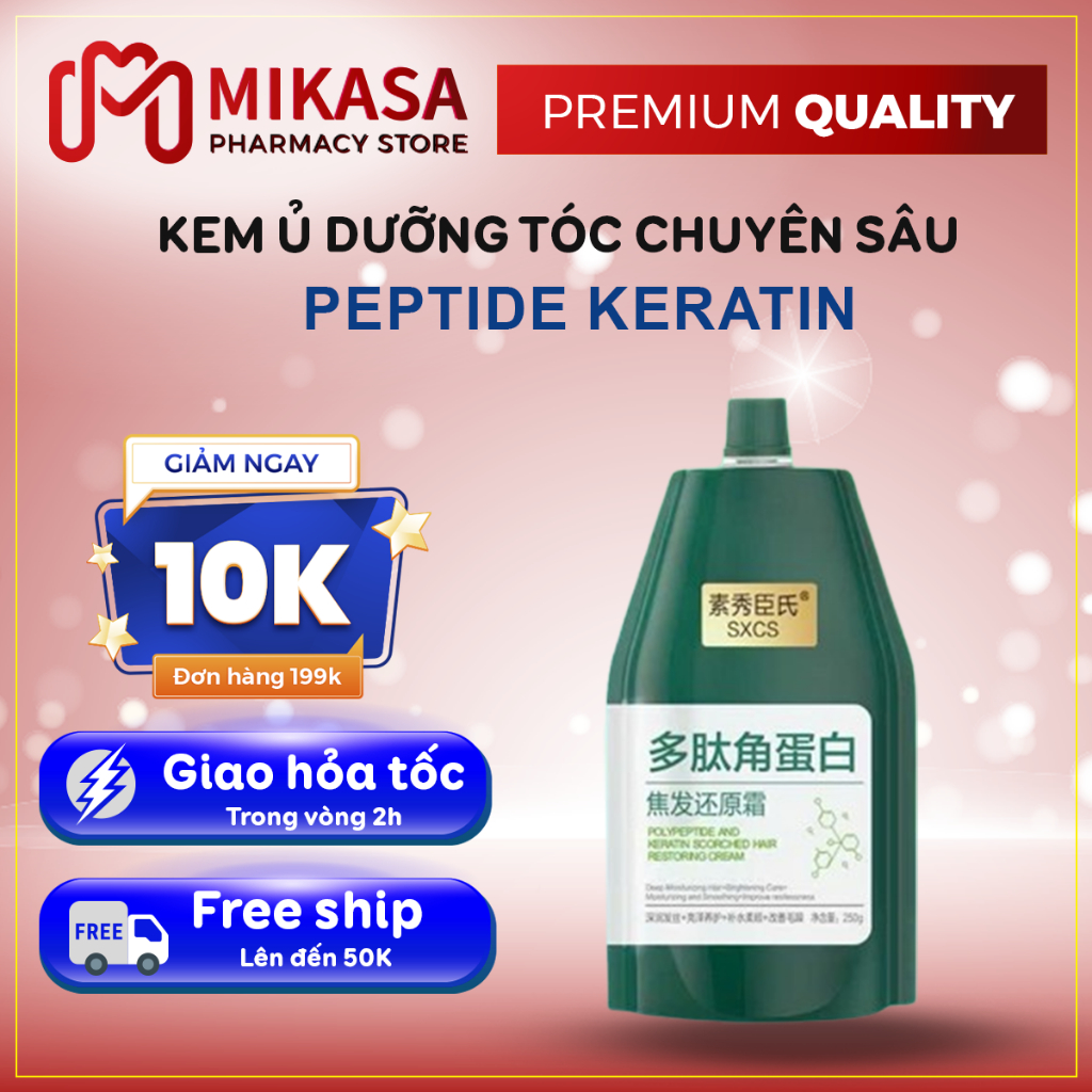 Kem Phục Hồi Tóc PEPTIDE KERATIN 250g - Kem SXCS PEPTIDE KERATIN Chăm Sóc Tóc Hư Tổn, Cấp Ẩm, Ngăn Rụng, Dưỡng Tóc