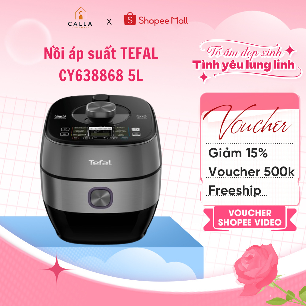 Nồi áp suất TEFAL CY638868 5L đen & xám - Bảo hành chính hãng 24 tháng