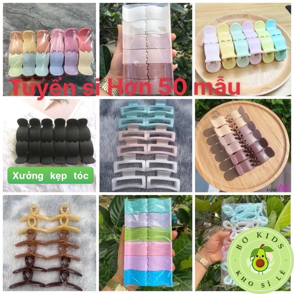 (Sỉ 100 Mẫu) Set 12 chiếc Kẹp tóc càng cua kẹp 3 răng, 5 răng, Kẹp bầu, Kẹp vuông, Kẹp chéo,các loại