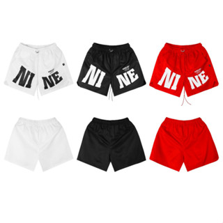 Quần Short Dù Nine Lee 3 Màu Trắng Đen Đỏ In Và Trơn Vải Dù Rộng Rải Thoáng Mát - SD002