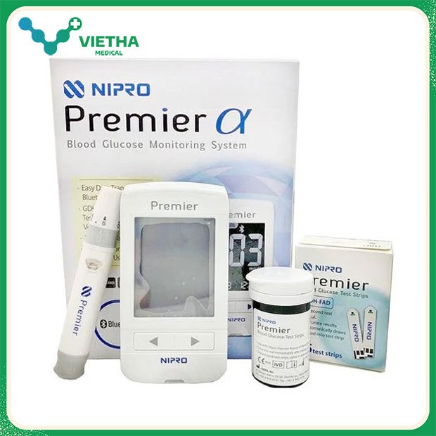 [TẶNG HỘP QUE 25 TEST VÀ 50 KIM] Máy Đo Đường Huyết NIPRO PREMIER ALPHA Nhật Bản- Độ Chính Xác 99.8%