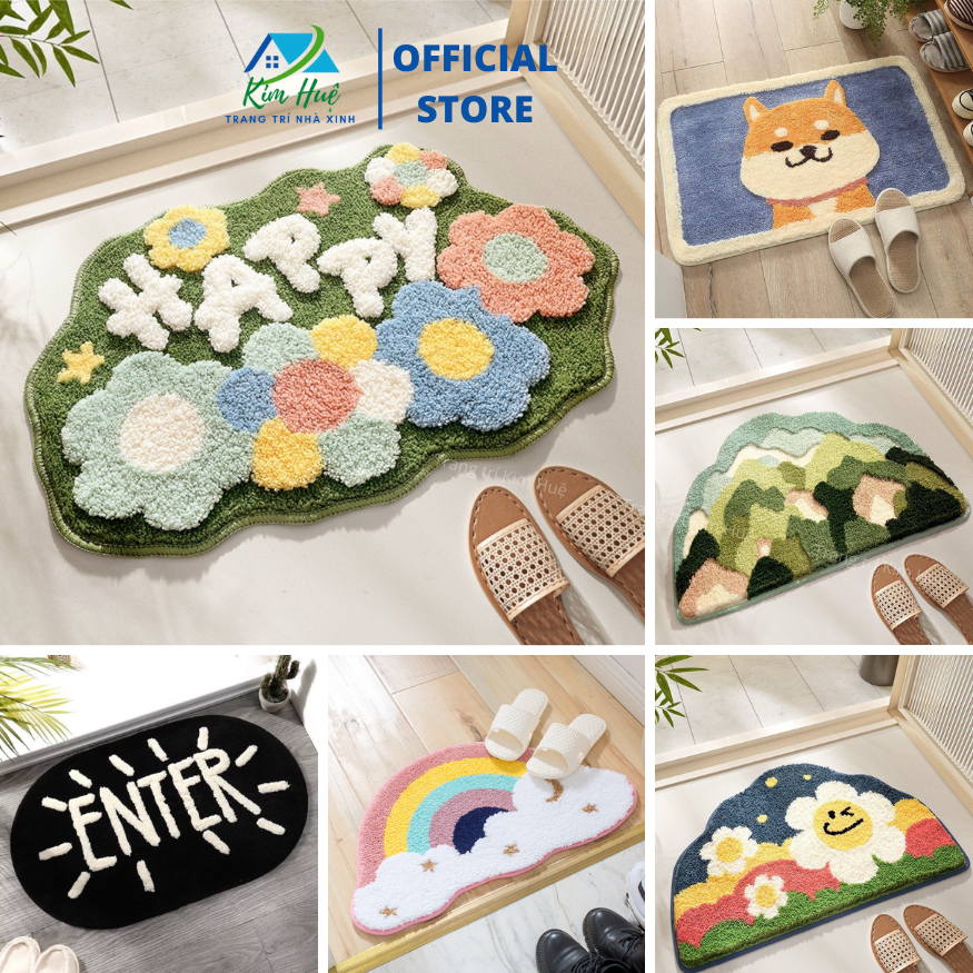 Thảm lau chân lông cừu cao cấp phòng tắm, chống trơn trượt 40x60cm - Trang trí Kim Huệ - X07