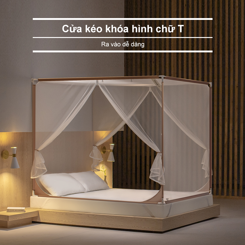 [Tối giản] Mùng Chống Ngã Medoga - Mùng Khung Vuông | 2 Cửa Chữ T | Đai Thun 3cm | Chống Muỗi | Chắn Giường | Chống Ngã | BigBuy360 - bigbuy360.vn