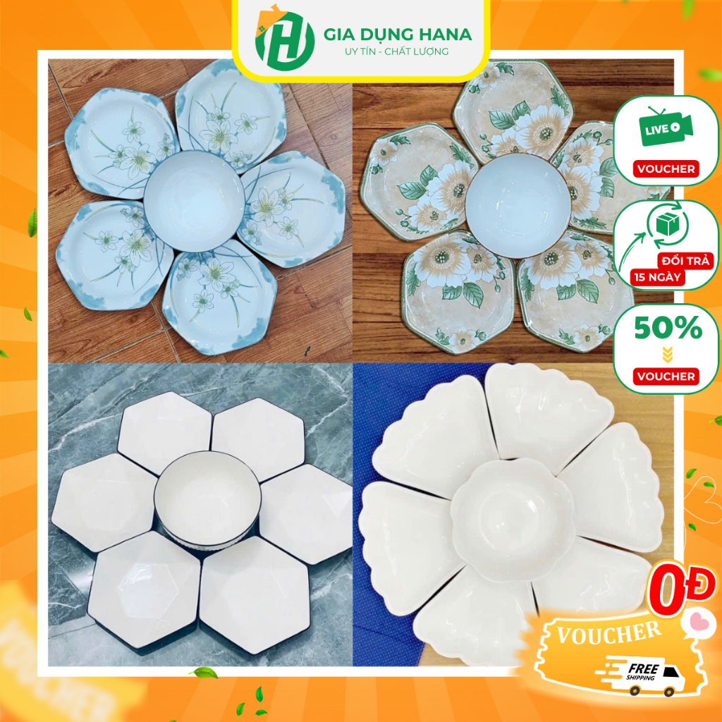 Bộ Bát Đĩa Bày Ban Thờ Mâm Cỗ Khay Cúng Thắp Hương Đường Kính 45CM