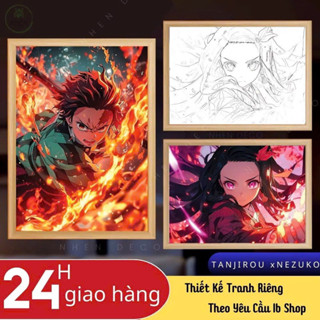 Tranh Đèn Led Tanjiro để bàn học, bàn làm việc, đèn ngủ, decor phòng ngủ chill