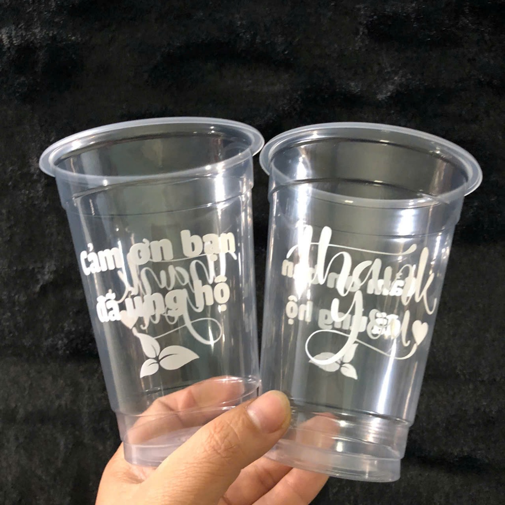 50 ly pp 500ml,MẪU IN SẴN LY IN SẴN CẢM ƠN, ly 500ml sinh tố nước ép cà phê trà sữa