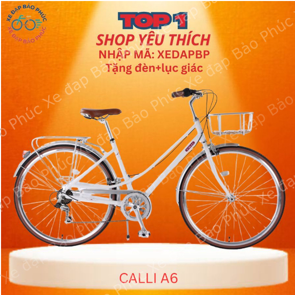 Xe đạp touring  Calli A6 bánh 700c (Tặng đèn+ dầu xích+ lục giác)