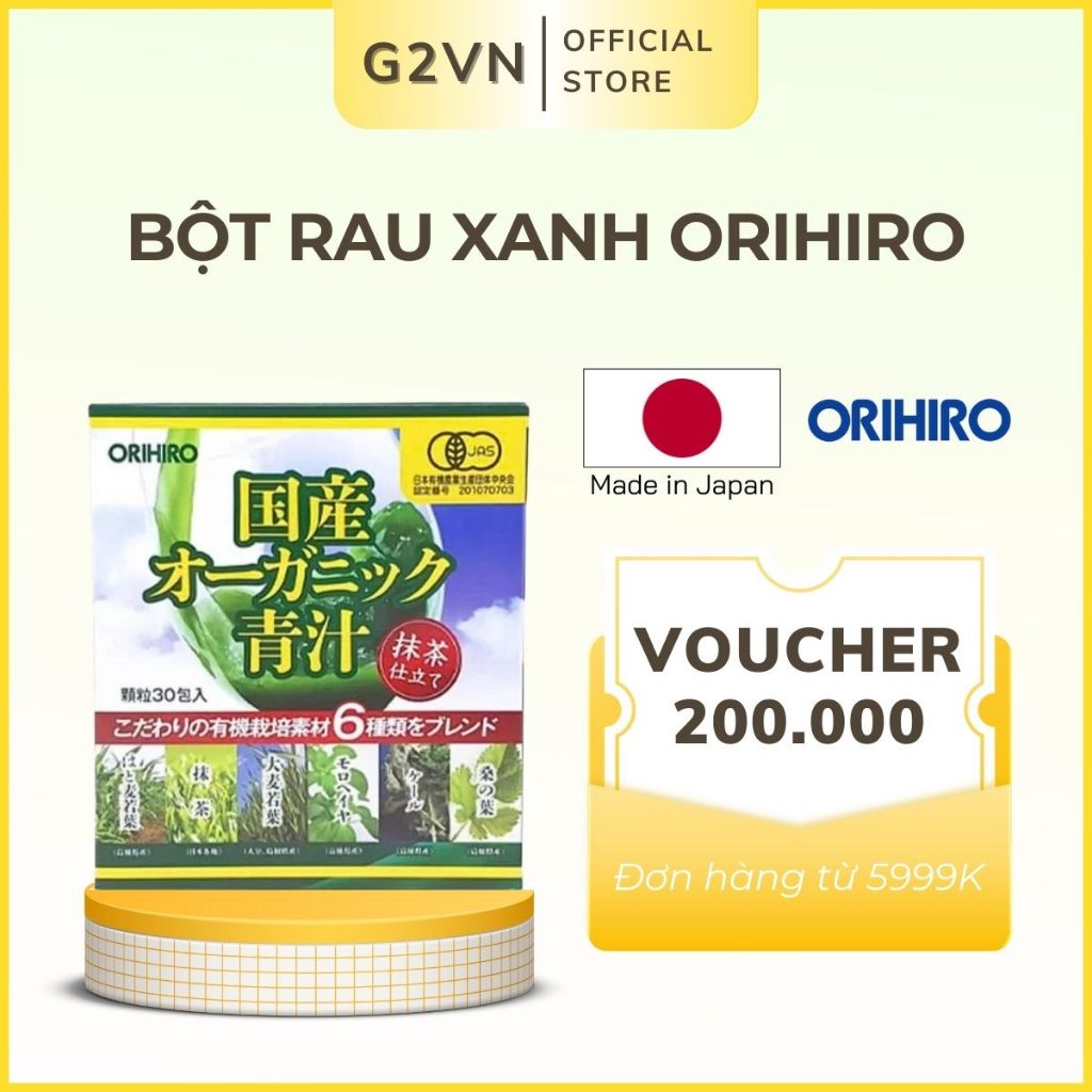 Bột Rau Xanh Aojiru Bổ Sung Chất Xơ Orihiro 30 Gói