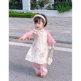 Vải lụa nhăn hoa sen may áo dài