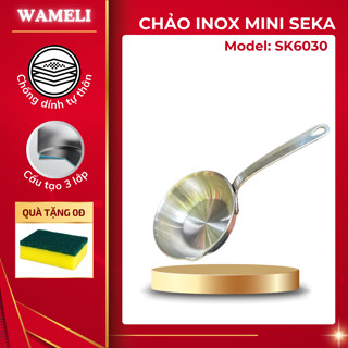 Chảo inox 304 mini Seka SK6030 12cm nhỏ gọn tiện lợi chống dính tự thân dùng được trên mọi loại bếp