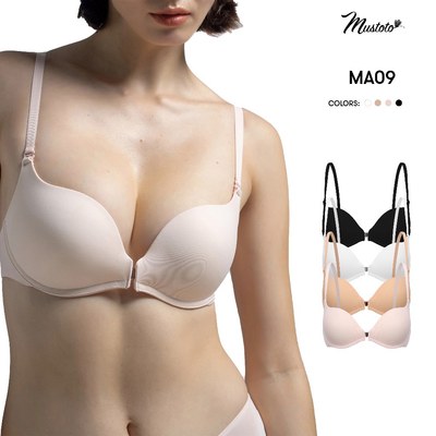 MUSTOTO Áo Lót Nữ Bra Mút Vừa 2.5cm Không Gọng Cài Trước Nâng Ngực (MA09)