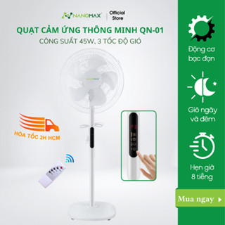 Quạt Cây Đứng Nanomax QN-01 Có Điều Khiển Từ Xa, Màn Hình Lcd Cảm Ứng, Công Suất 45w Với 2 Chế Độ Gió Riêng Biệt