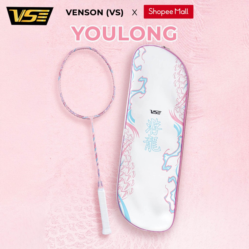 Vợt cầu lông VS Youlong Pink Rồng Hồng chính hãng 5U tặng cước căng sẵn, quấn cán, túi đựng vợt