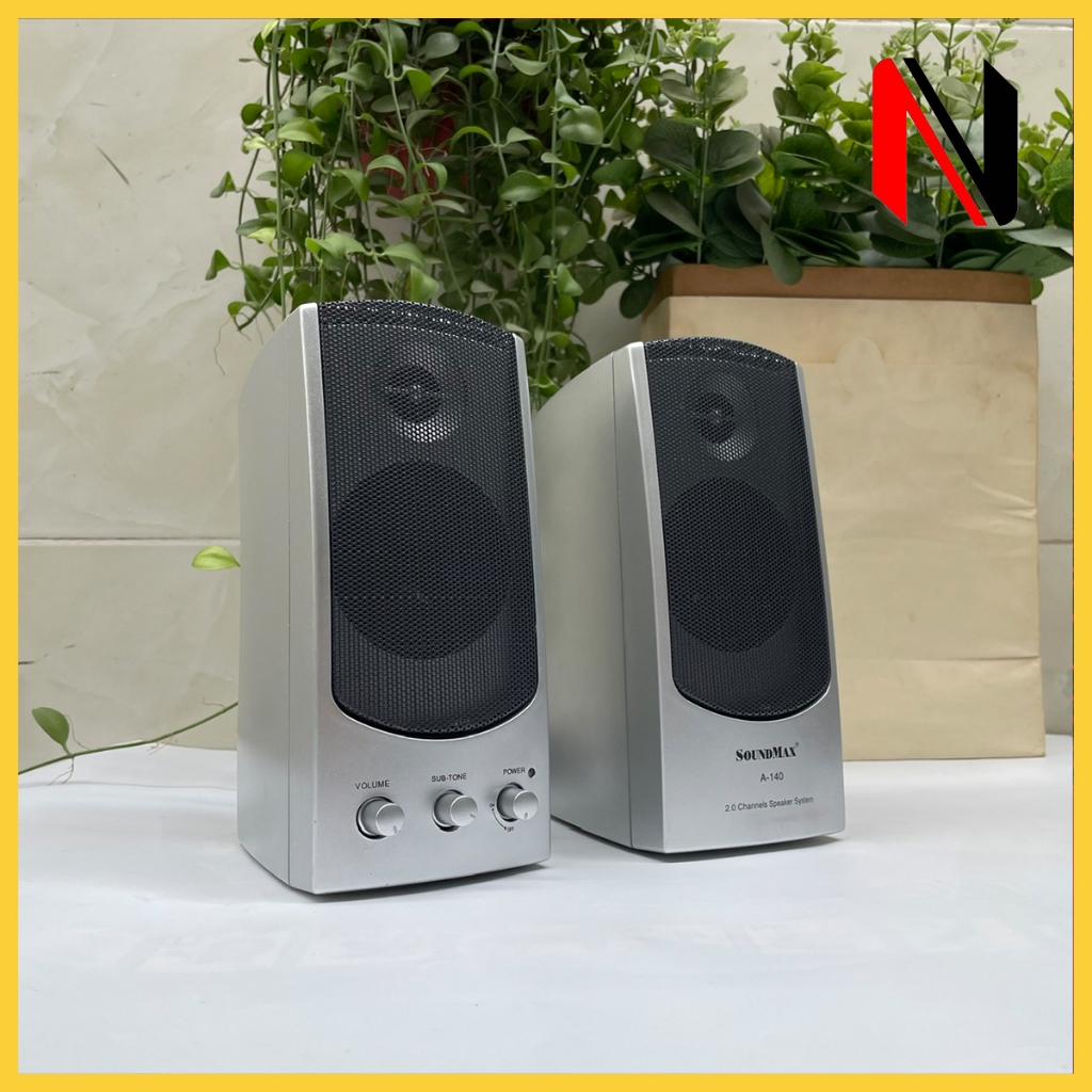 Loa Máy Tính Để Bàn 2.0 Soundmax A140 Màu Trắng Có Dây Cắm Vi Tính Pc Công Suất 10W Bass Cực Mạnh