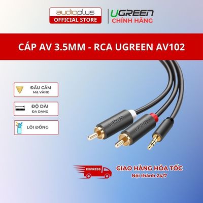 Cáp AV 3.5mm – RCA UGREEN AV102 - Kết nối dễ dàng - Hàng chính hãng - Bền bỉ - Bảo hành 18 tháng