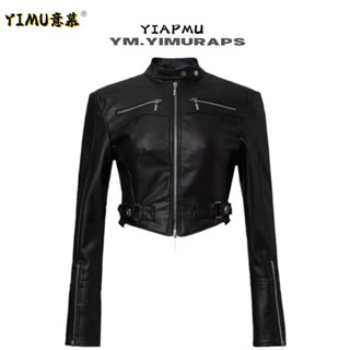 Hàng có sẵn - Áo khoác da pu croptop retro tay dài phong cách đường phố thời trang nam nữ