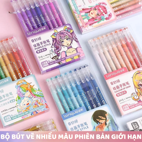 Set 9 Bút Vẽ Nhiều Màu Mực Morandi, Bút Vẽ Ngòi 0.5mm Màu sắc Tươi Sáng