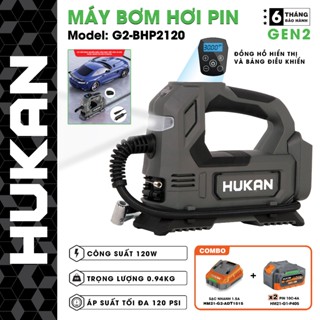 Máy bơm hơi pin HUKAN G2-BHP2120, 120w Nặng 940gram, Áp suất tối đa 120 psi
