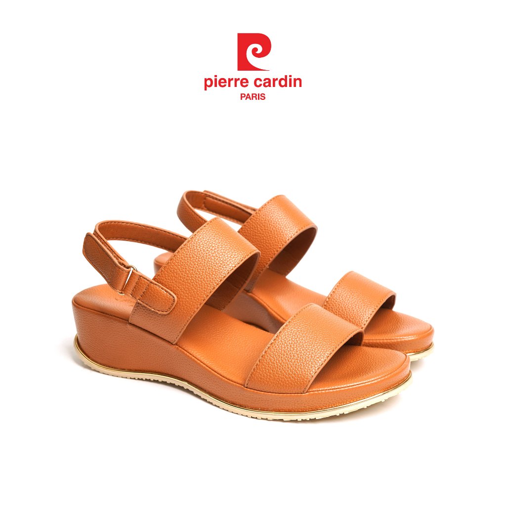 [CHỈ CÒN 35,37] Giày sandal nữ Pierre Cardin chất liệu da PU cao cấp, thiết kế quai ngang, đế cao 6c
