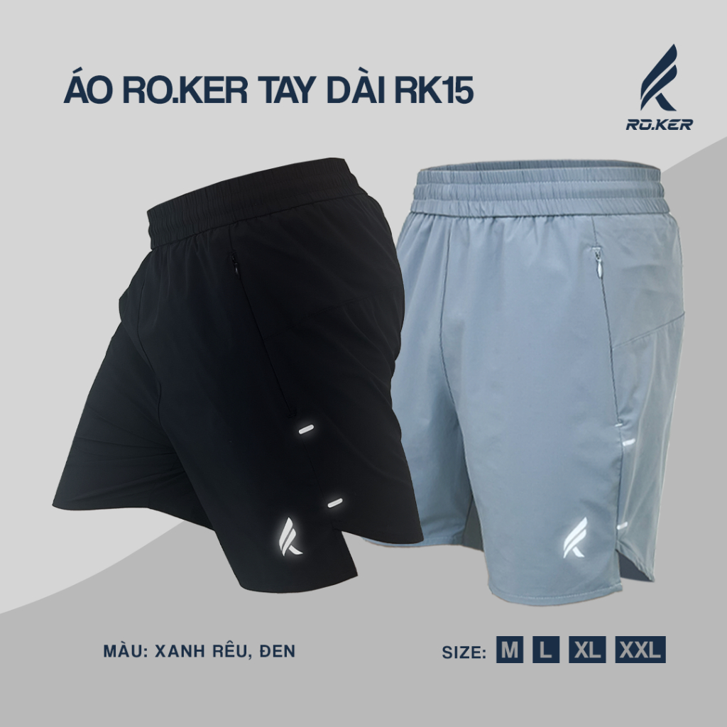 Quần thun thể thao nam RO.KER - 2 màu đen ghi sáng chất vải dệt sợi tre hiệu ứng lưới hiện đại