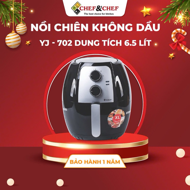 Nồi Chiên Không Dầu CHEF&CHEF YJ–702 6,5l Thiết Kể Mang Kiểu Dáng Hiện Đại BH 12 Tháng