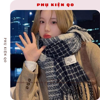 Khăn quàng cổ- Khăn choàng cổ caro dệt kim HÀN QUỐC mềm mịn cho nam nữ K101 size 68x200CM