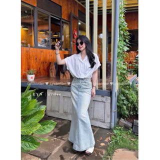 CHÂN VÁY JEANS NỮ DÁNG DÀI, VÁY ĐUÔI CÁ LƯNG CAO ( dài ~96cm )